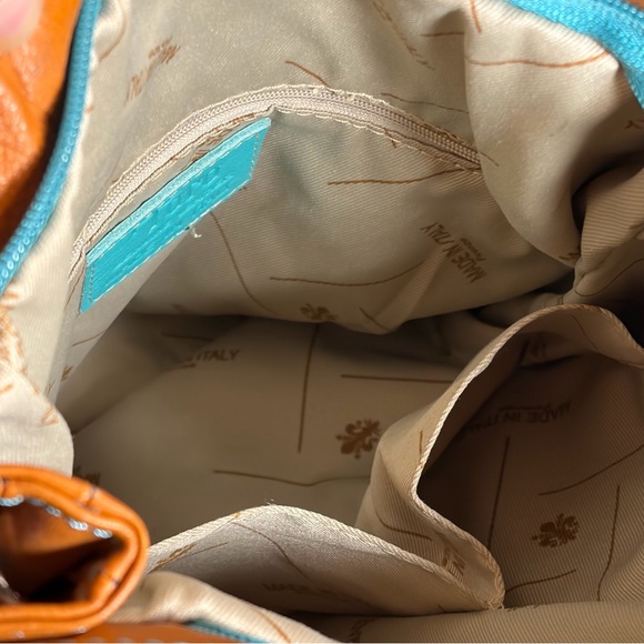 Toro Firenze leather Crossbody turquoise made in Italy adjustable strap tote - Picture 9 of 11